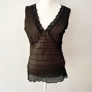 WHBM Women Lace Babydoll Top Medium Y2K Goth Romance Fairy Grunge Office Capsule